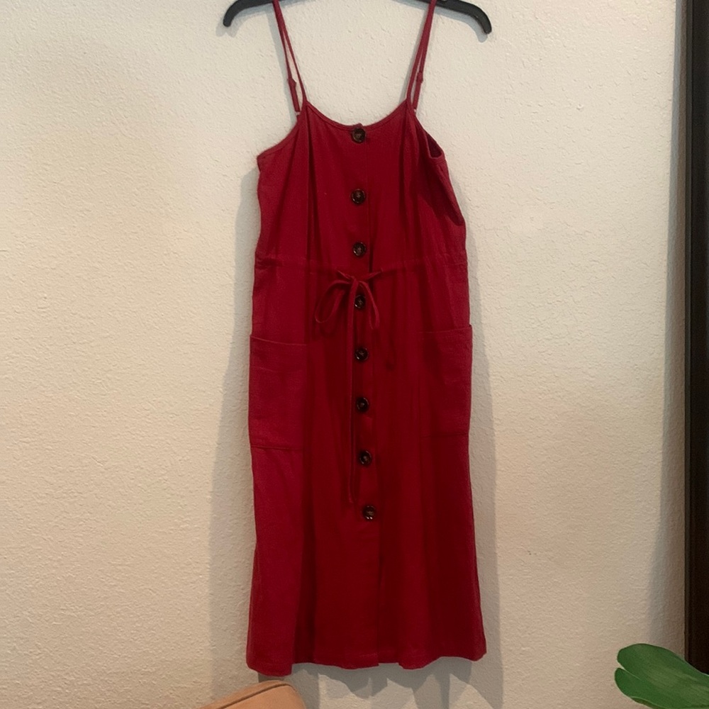 Women’s red button-up dress